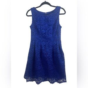 GABBY SKYE Sleeveless Midi Lace Fit & Flare Cocktail Dress- Blue- Small 4-6